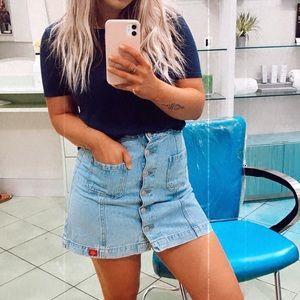 Dickie’s light denim button down skirt